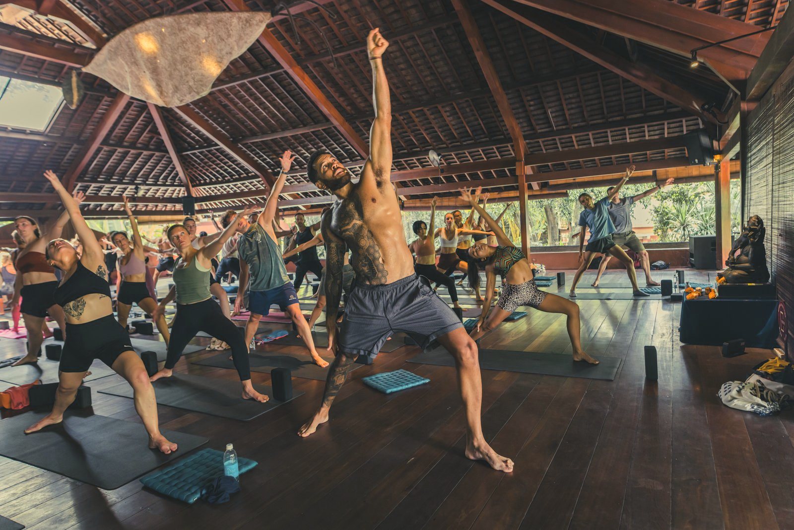 Chris Walker leading a vinyasa class at The Yoga Barn, Ubud