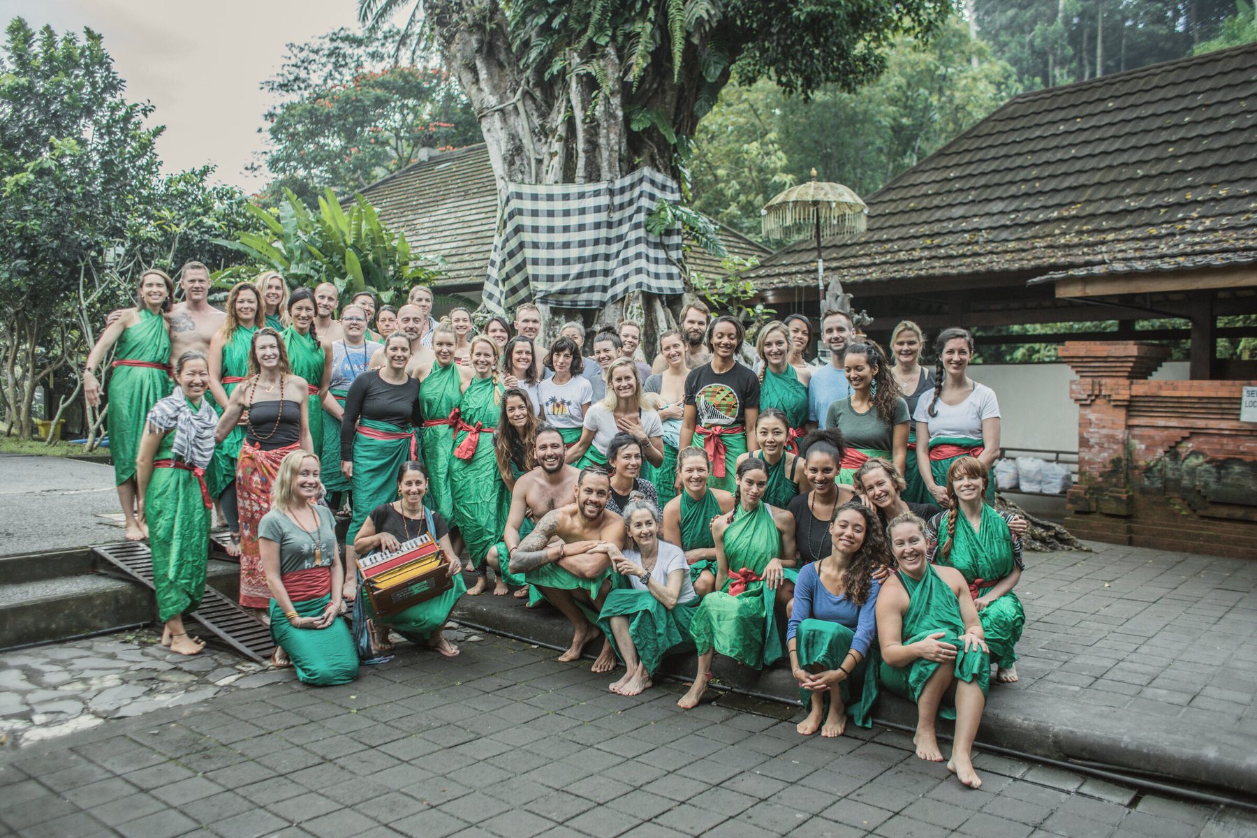 The group at a Balinese water temple blessing